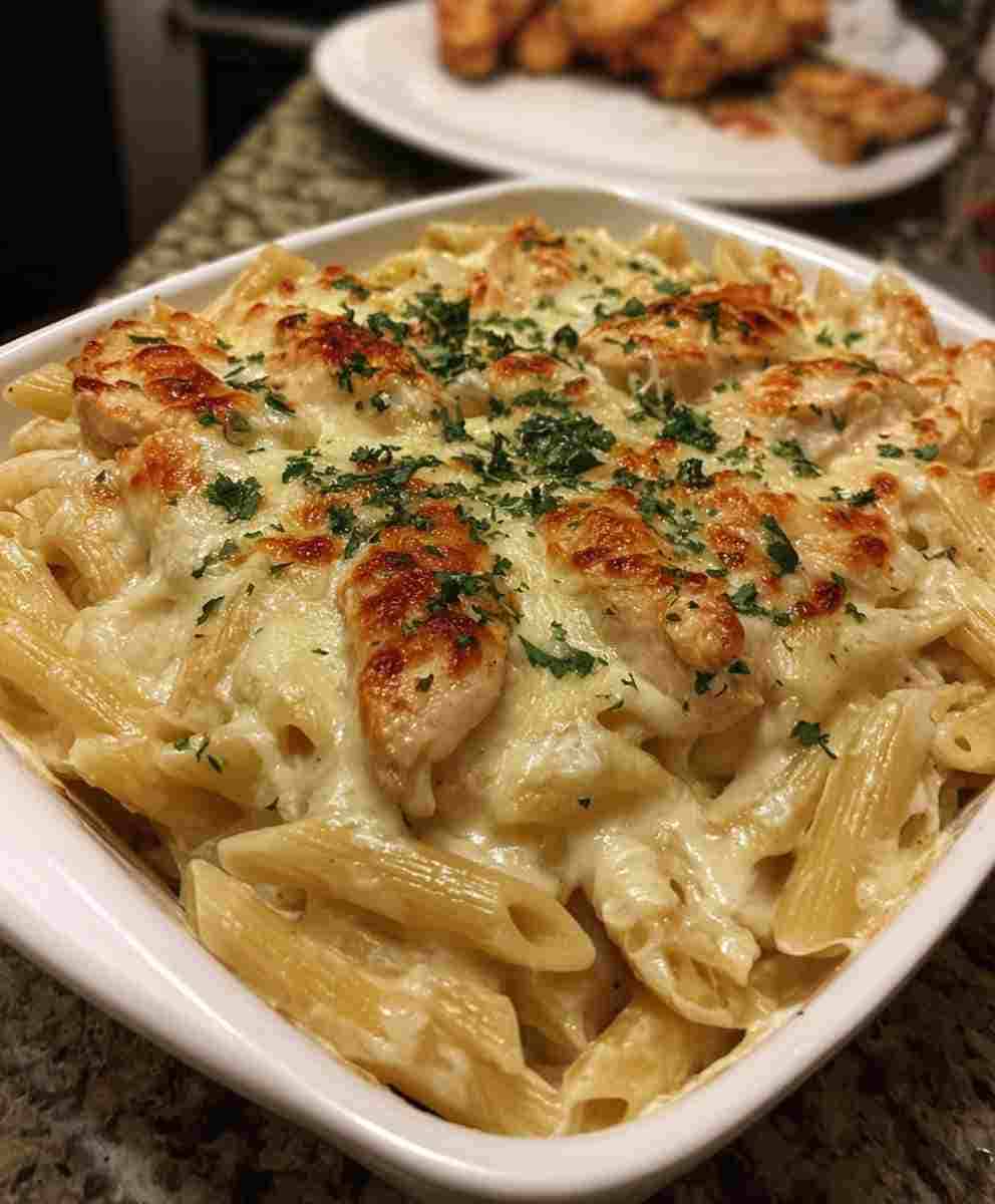 Baked Creamy Chicken Mozzarella Pasta