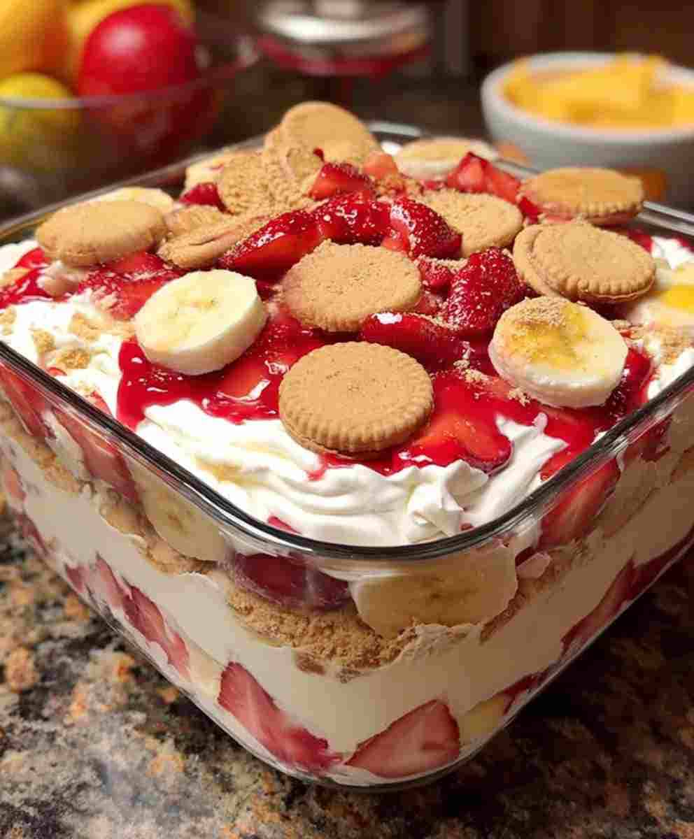 Banana Strawberry Pudding Dessert