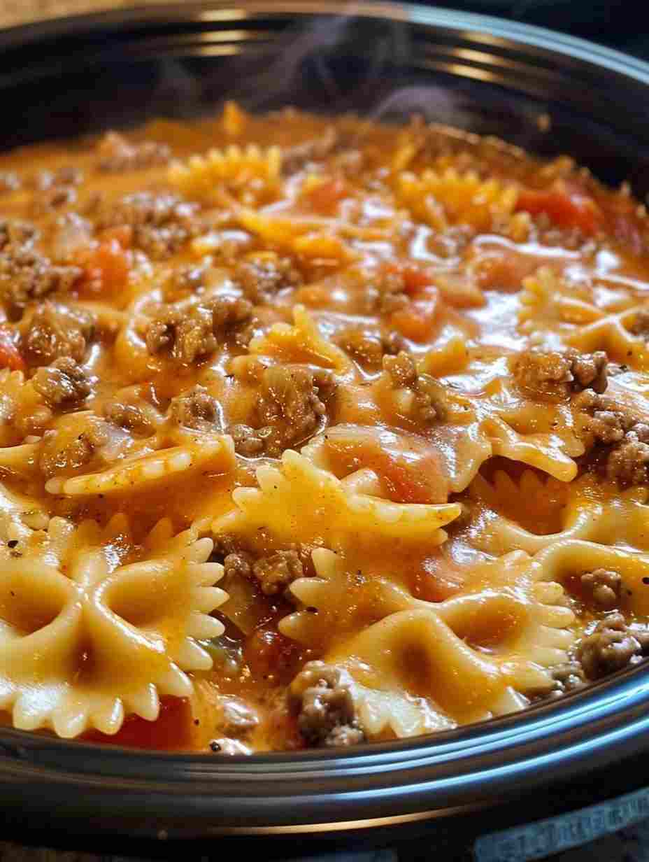 Cheesy Beef and Bowtie Pasta