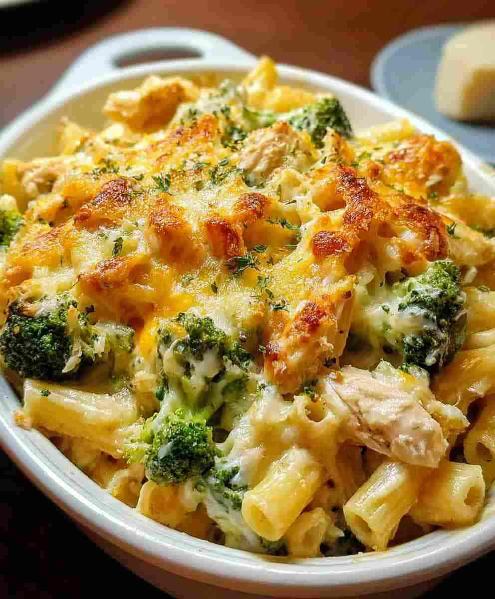 Cheesy Broccoli Chicken Pasta Bake