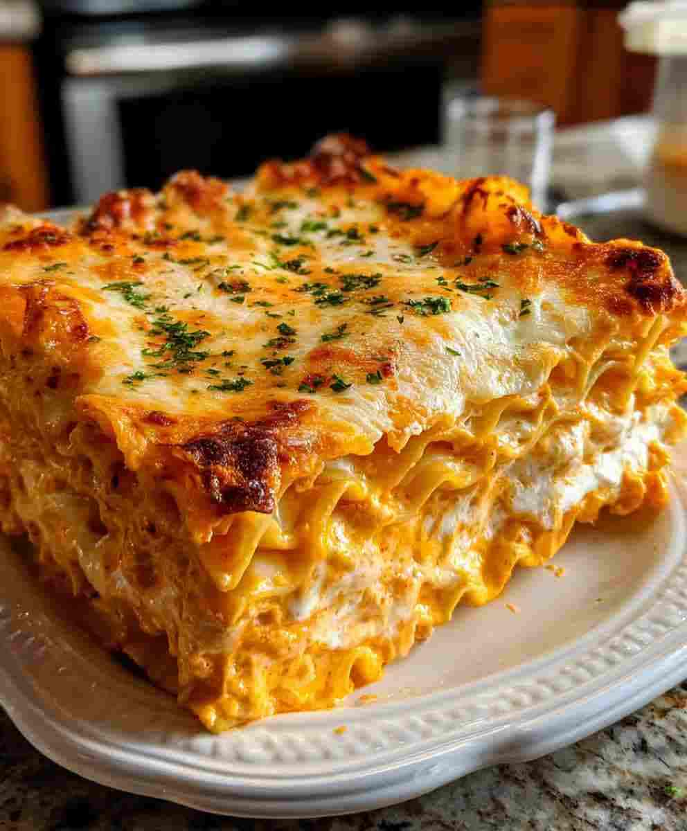 Cheesy Buffalo Ranch Chicken Lasagna