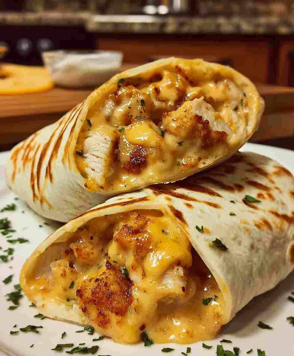 Cheesy Garlic Chicken Wraps