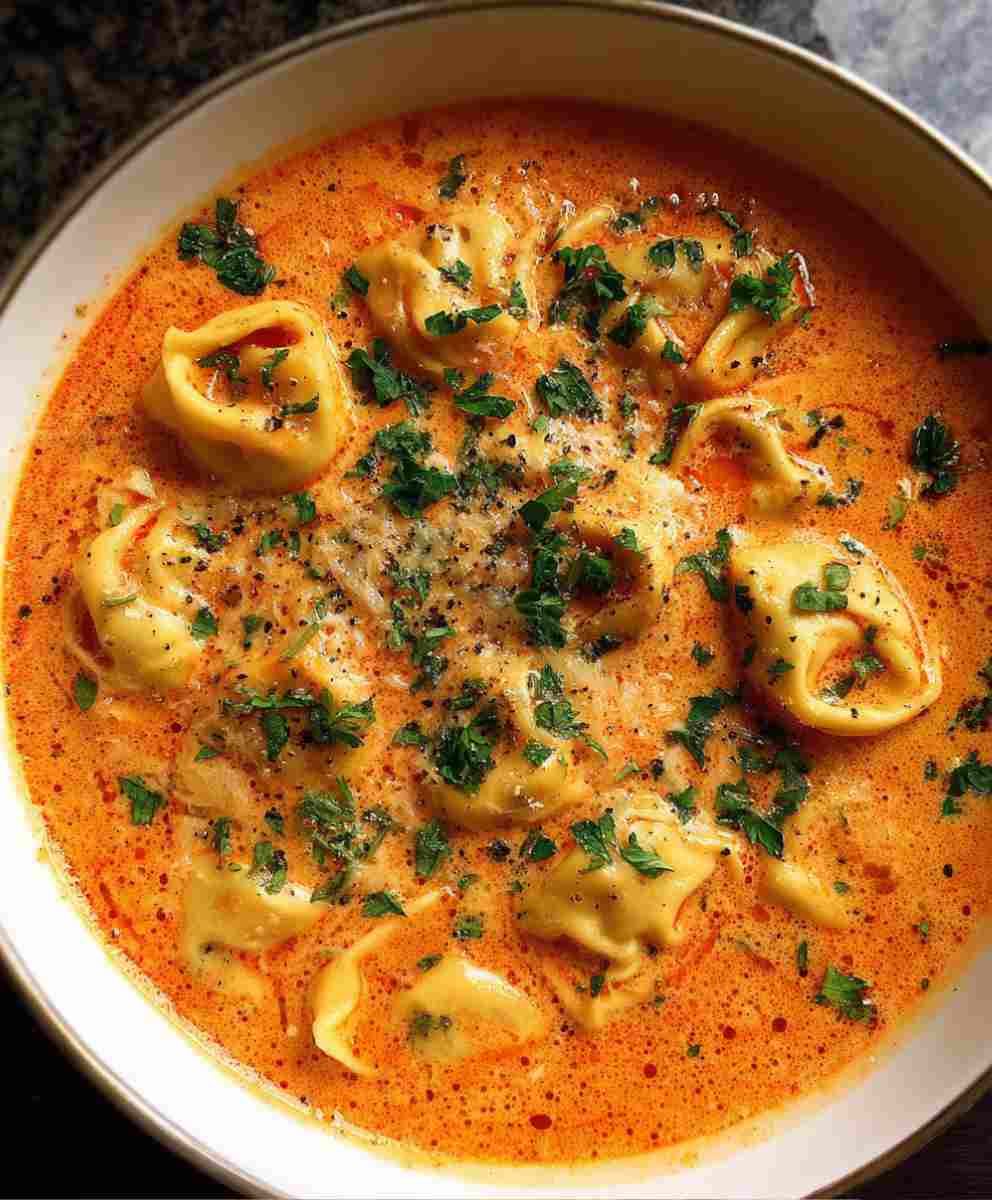 Cheesy Tomato Tortellini Soup