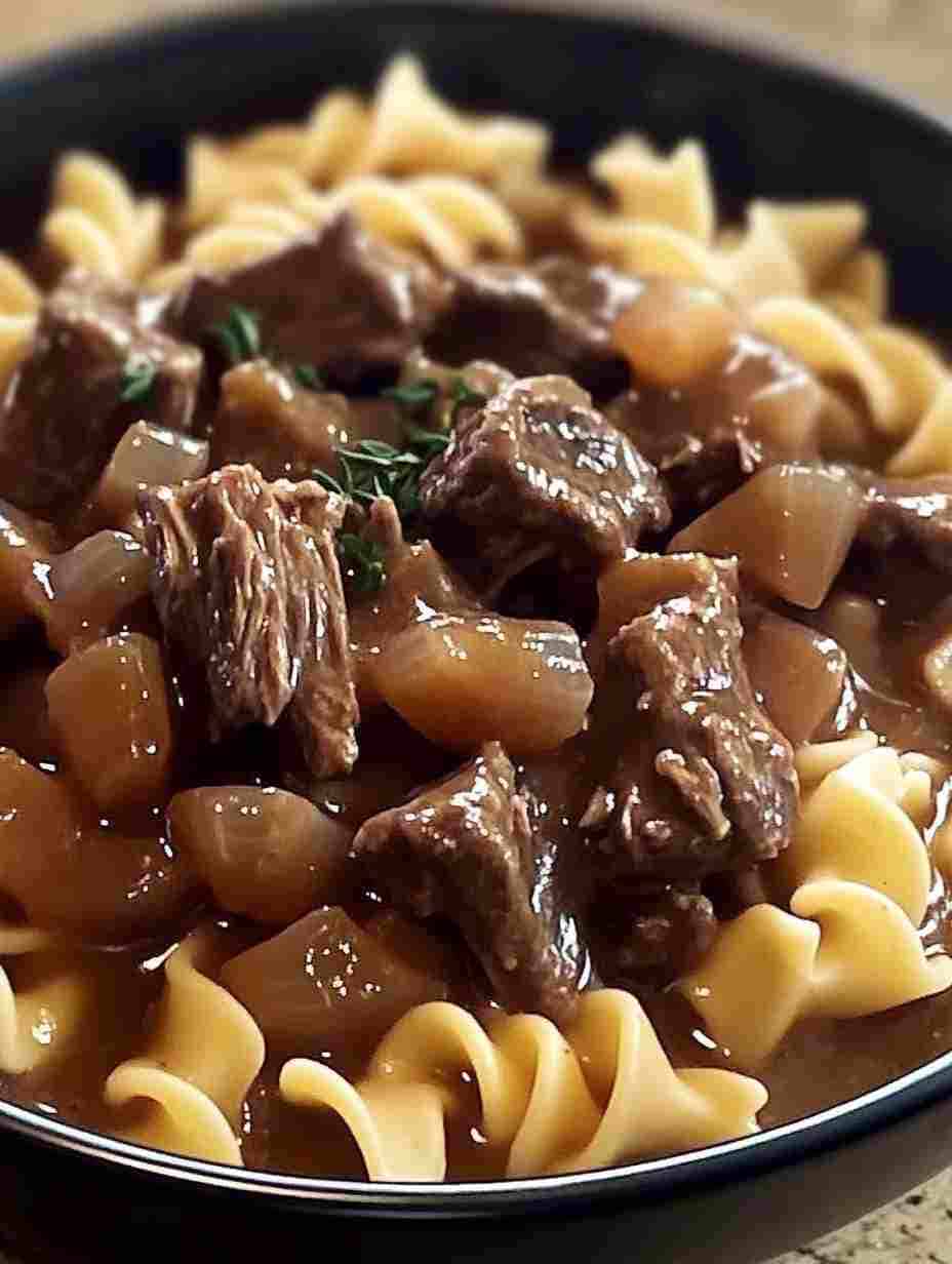 Crockpot Beef Tips & Noodles