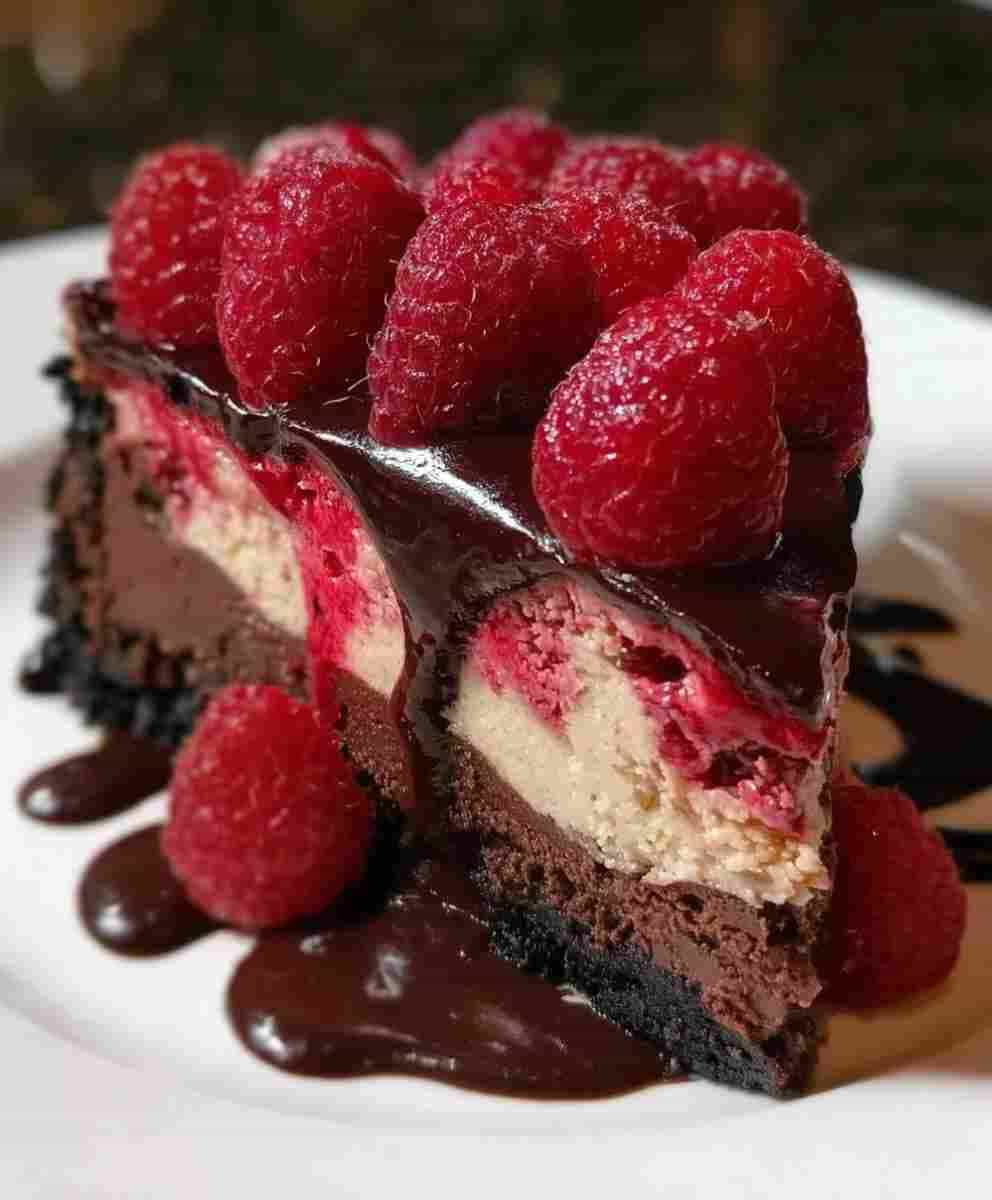Dark Chocolate Raspberry Cheesecake