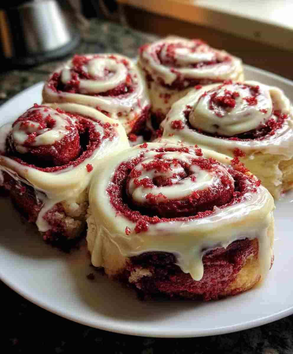 Heavenly Red Velvet Cinnamon Rolls
