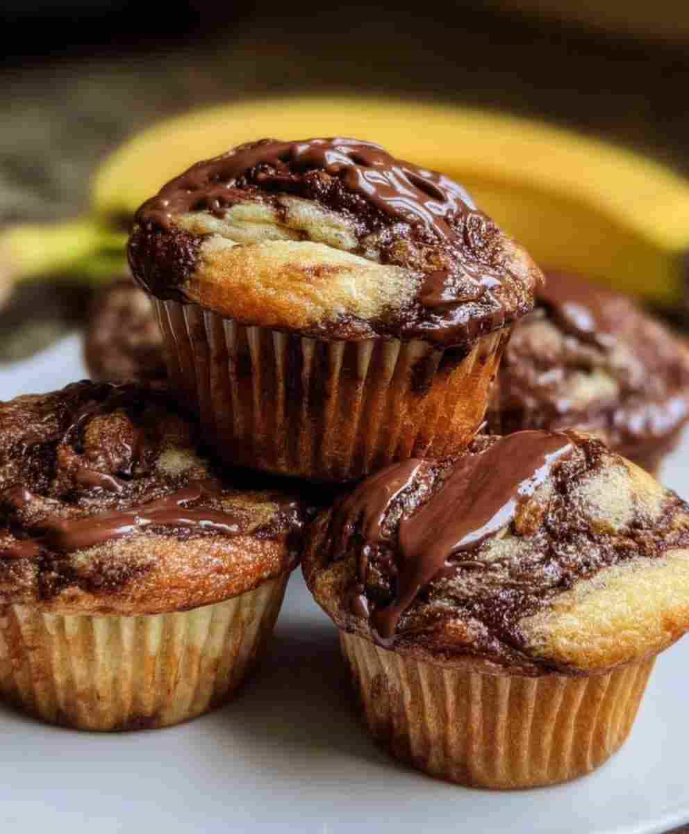 Nutella Swirl Banana Muffins