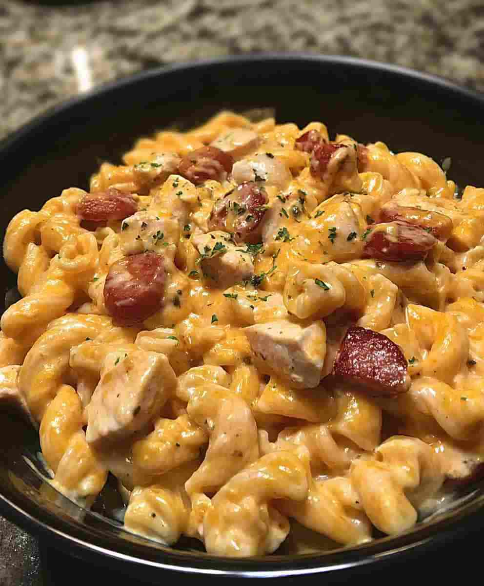 One-Pot Smoky Cheddar Ranch Chicken & Sausage Pasta