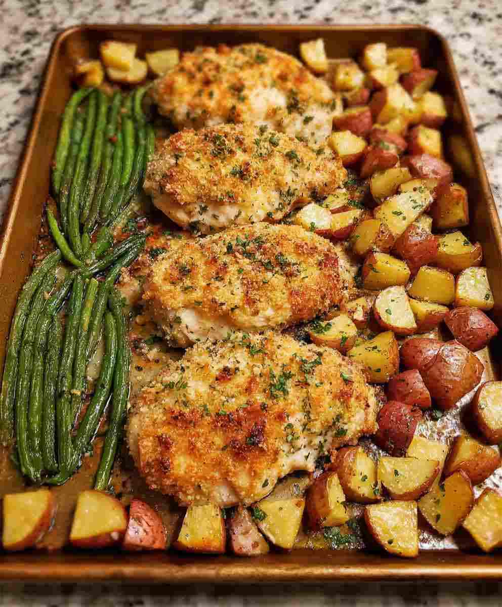 Parmesan Crusted Chicken Sheet Pan