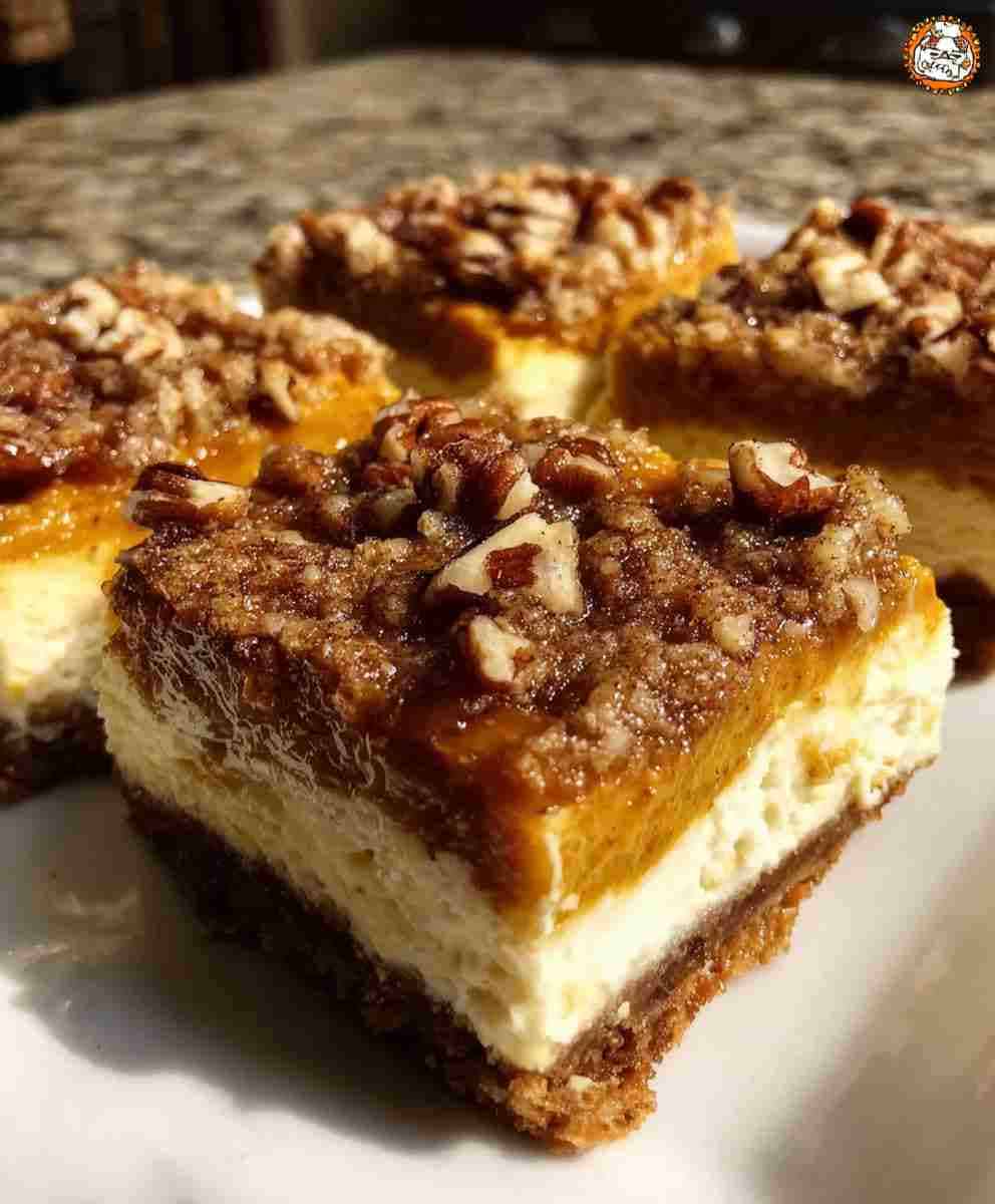 Pumpkin Pecan Cheesecake Bars