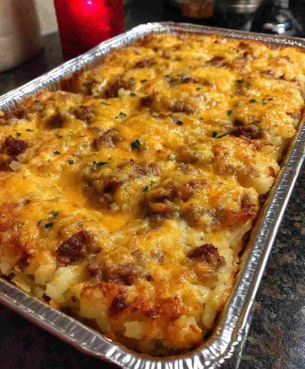 Sausage, Egg, and Cream Cheese Hashbrown Casserole