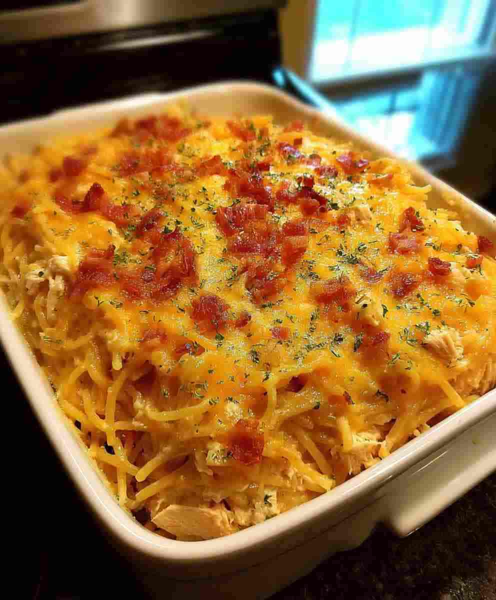 Spicy Southern Cheesy Chicken Spaghetti Casserole
