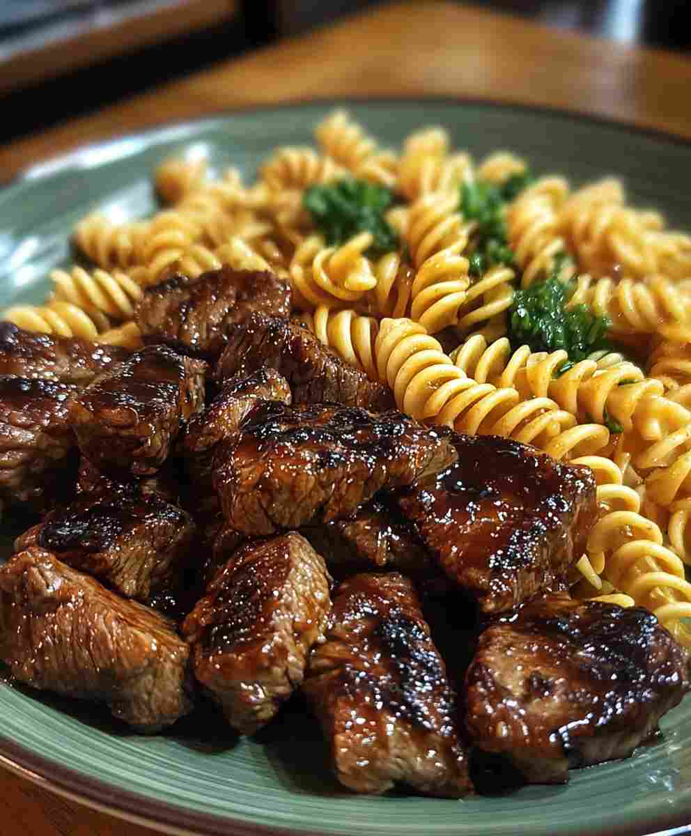 Sticky Honey Garlic Steak and Rotini