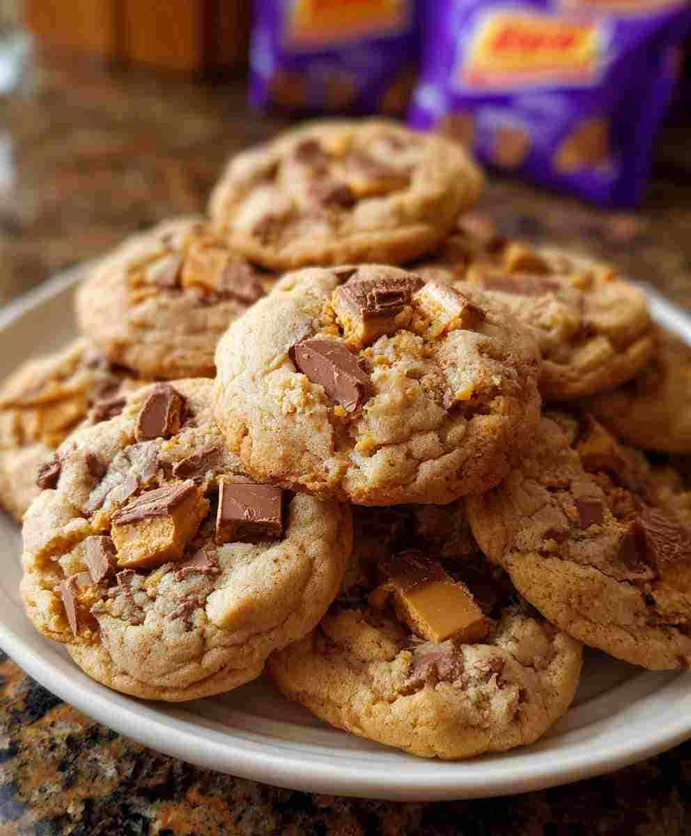 Chewy Peanut Butter Butterfinger Cookies