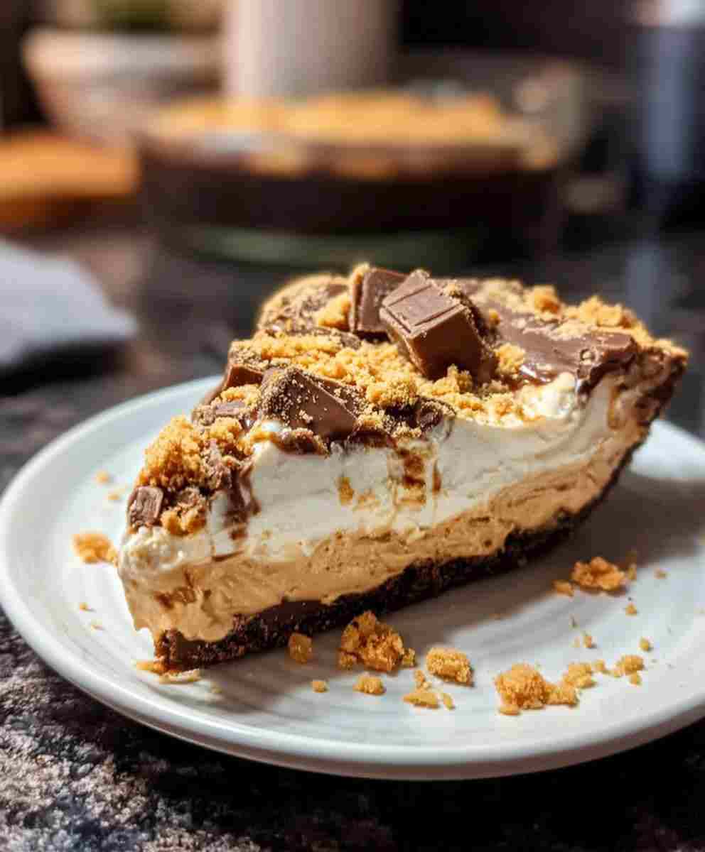 No-Bake Butterfinger Pie with Peanut Butter